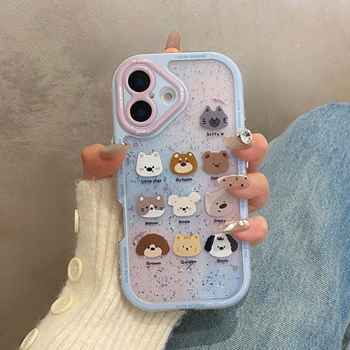 Cute Animal Glitter Bling Back Phone Case