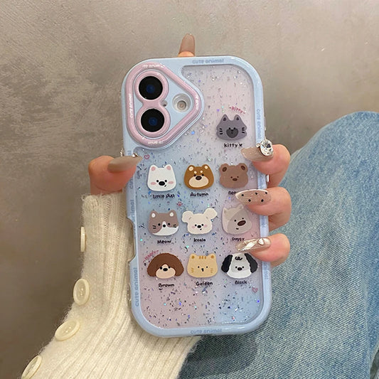 Cute Animal Glitter Bling Back Phone Case
