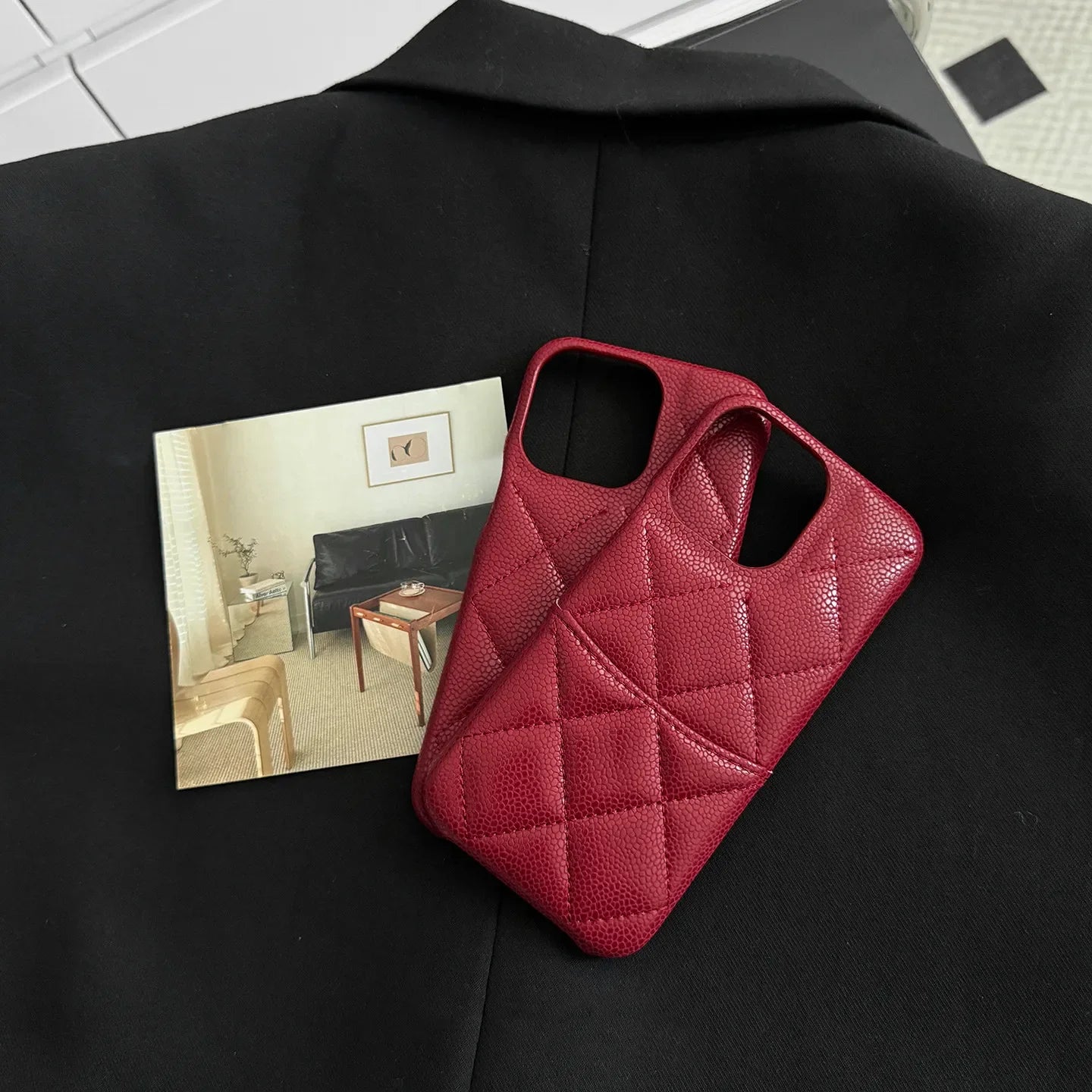 Retro Red Color Leather Phone Case