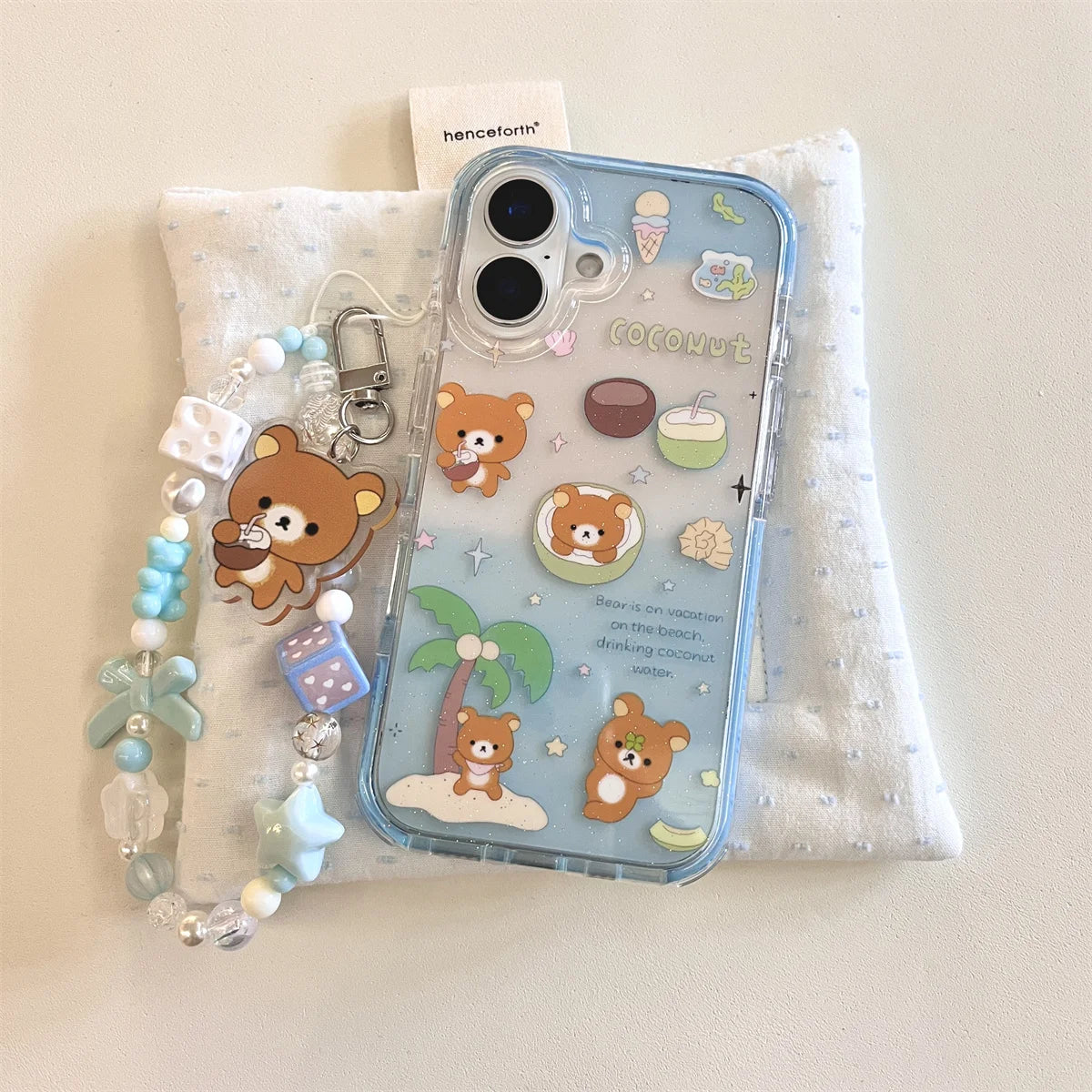 Cute Little Bear On The Blue Coconut Tree Phone Case