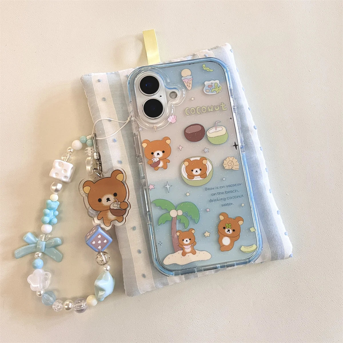 Cute Little Bear On The Blue Coconut Tree Phone Case