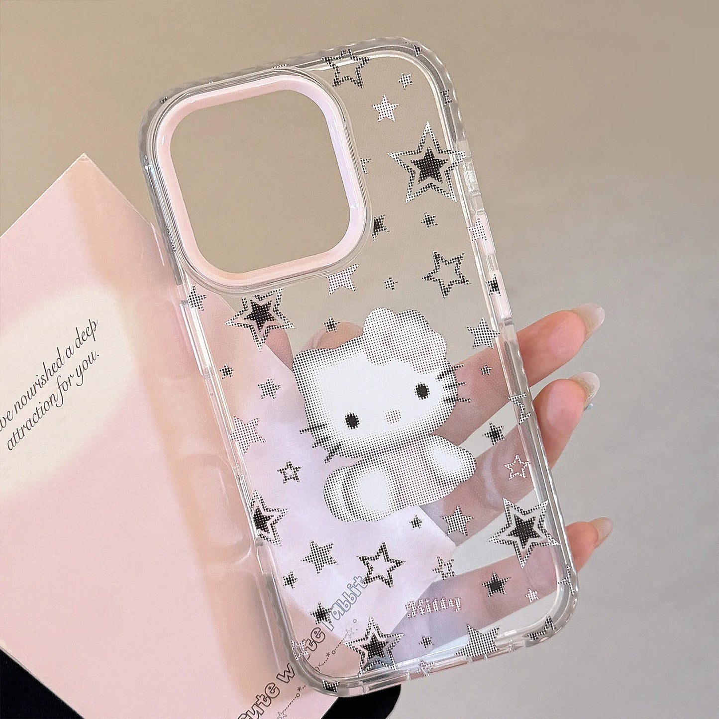 Korean Cartoon Pixel Hello Kitty Stars Soft Phone Case For iPhone
