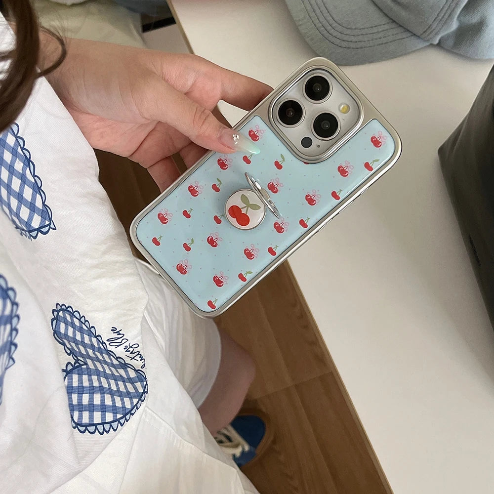 Cute Cherry Pattern Luxury Phone Case