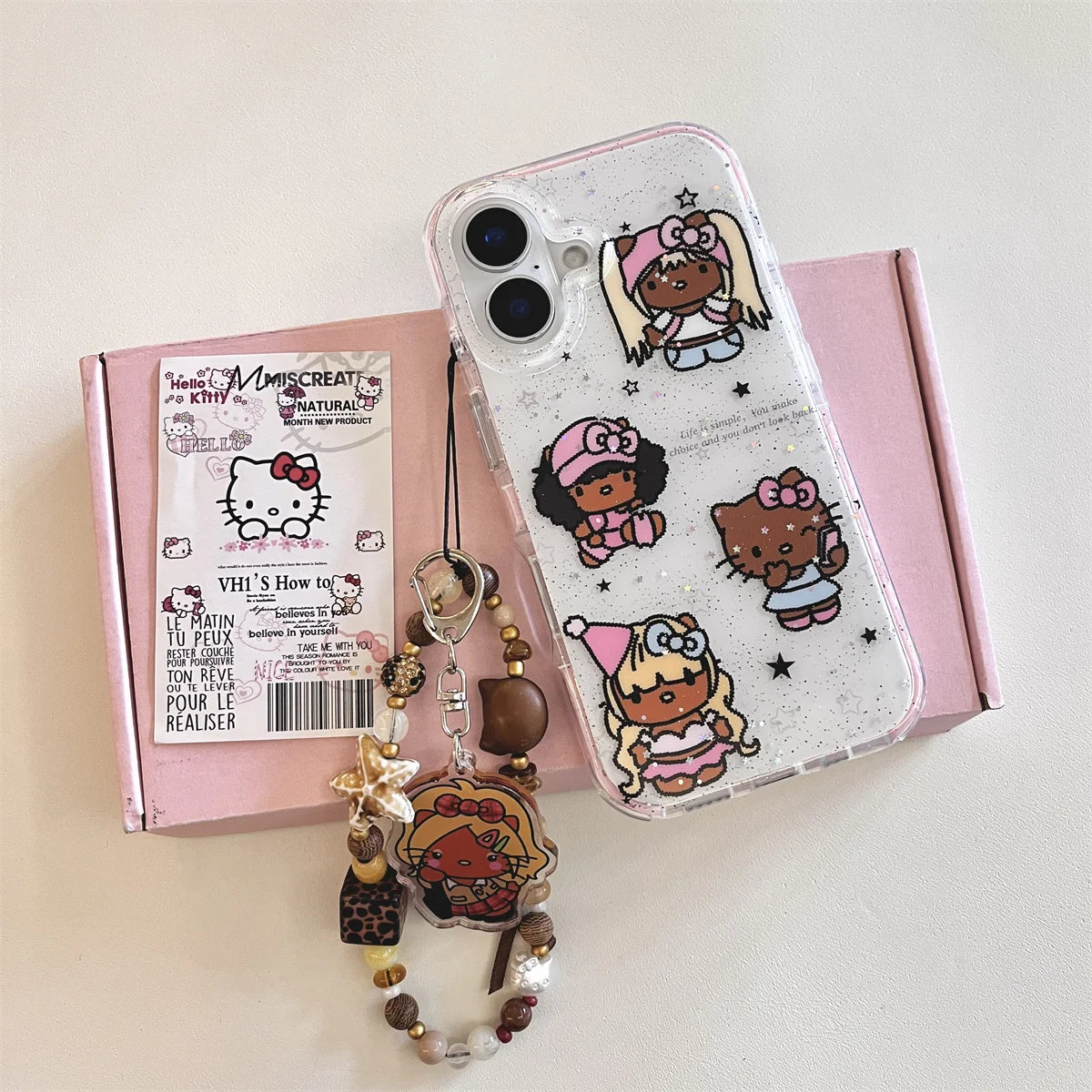 Glitter Cute Cartoon Black Skinned Cat Phone Case
