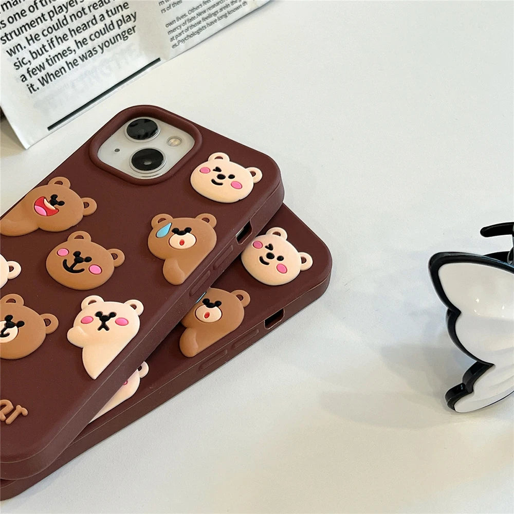Cute Bear Cartoon Animal Silicone Phone Case
