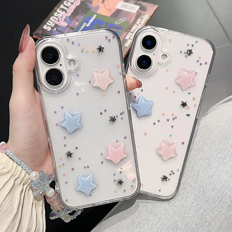 Lovely Colorful 3D Star Bling Glitter Phone Case For iPhone