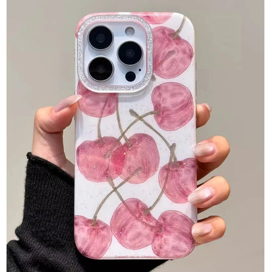 Cute Cherry Pattern Glitter Bling Phone Case