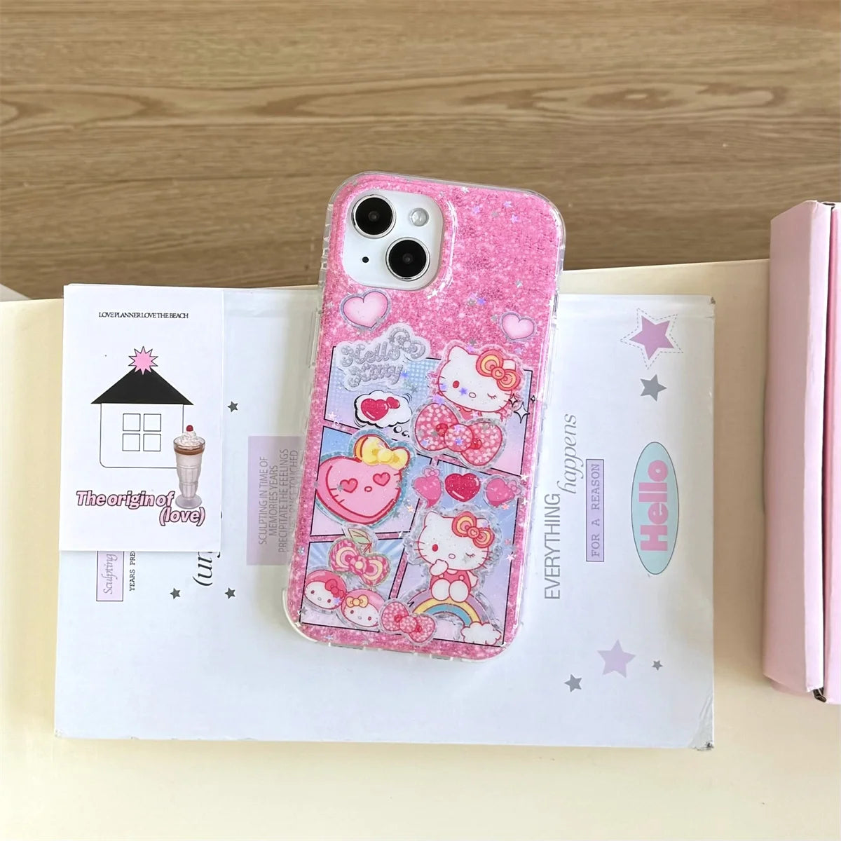 Girlish Cat Dimensional Pink Diamond Bow Phone Case