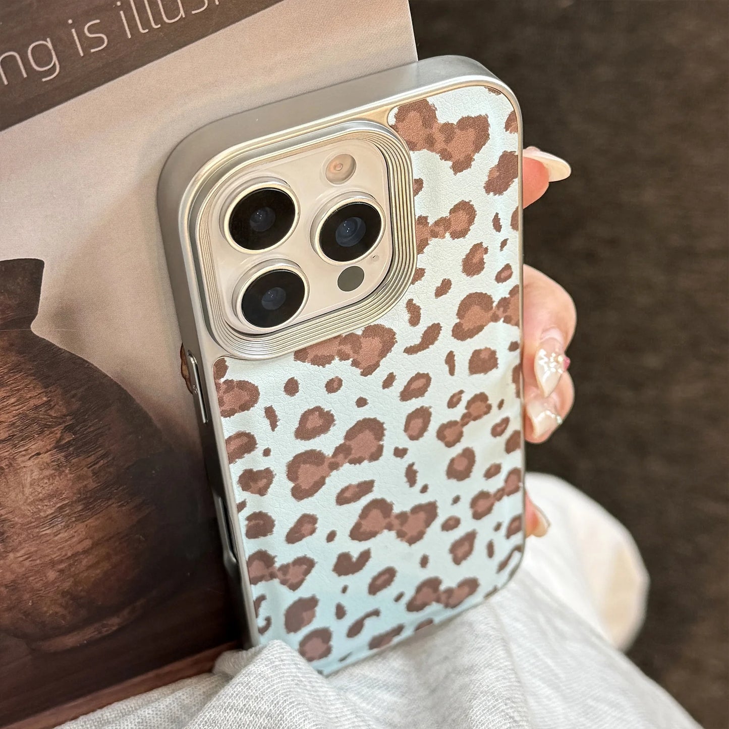 Stylish Bowknot Leopard Print Leather Texture Phone Case For iPhone