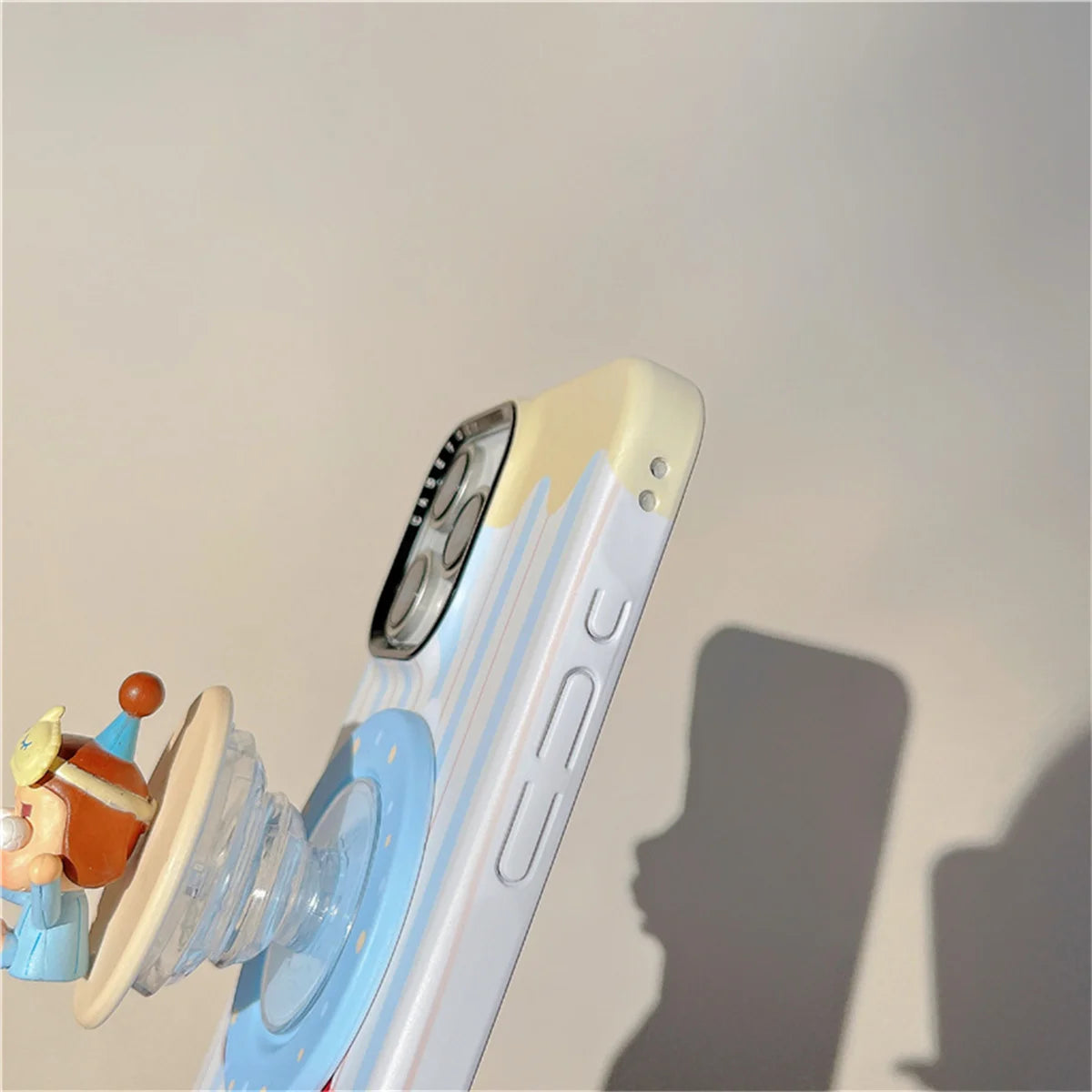 Korean Blue Stripe Cute Girl Magnetic Phone Case For iPhone