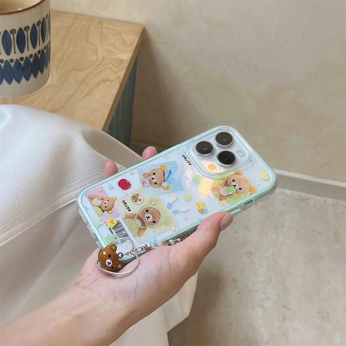 New Cute Cartoon Bear Flowers Phone Case