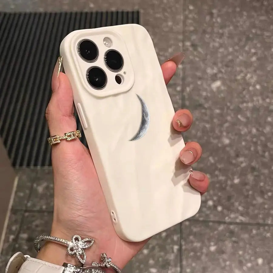 Minimalist Creative Black Moon Phone Case For iPhone
