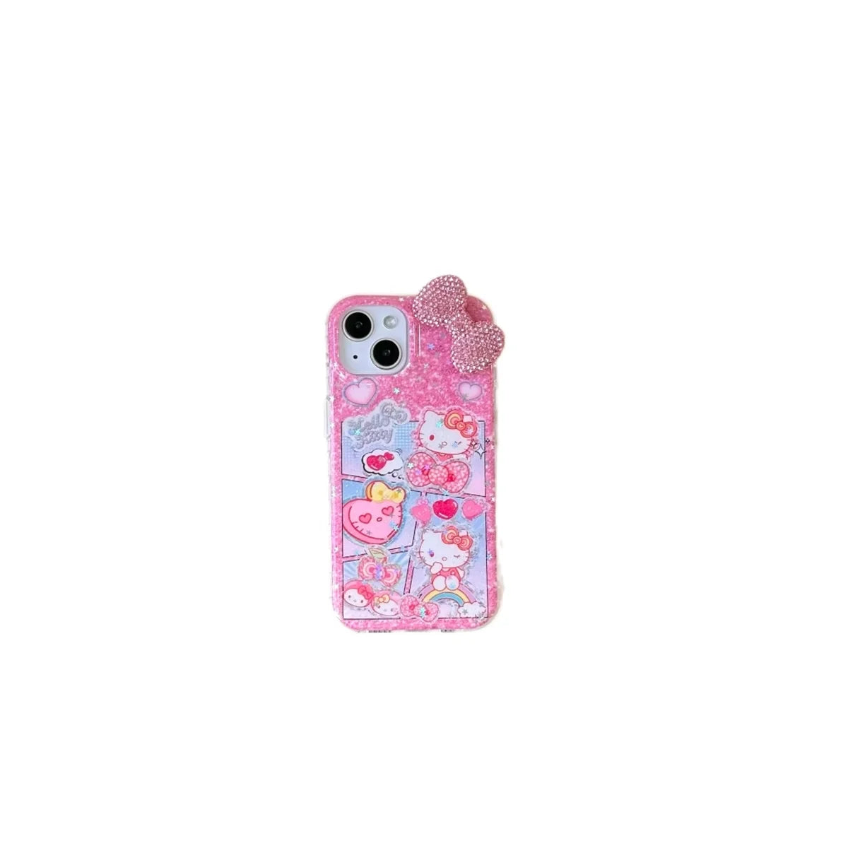 Girlish Cat Dimensional Pink Diamond Bow Phone Case