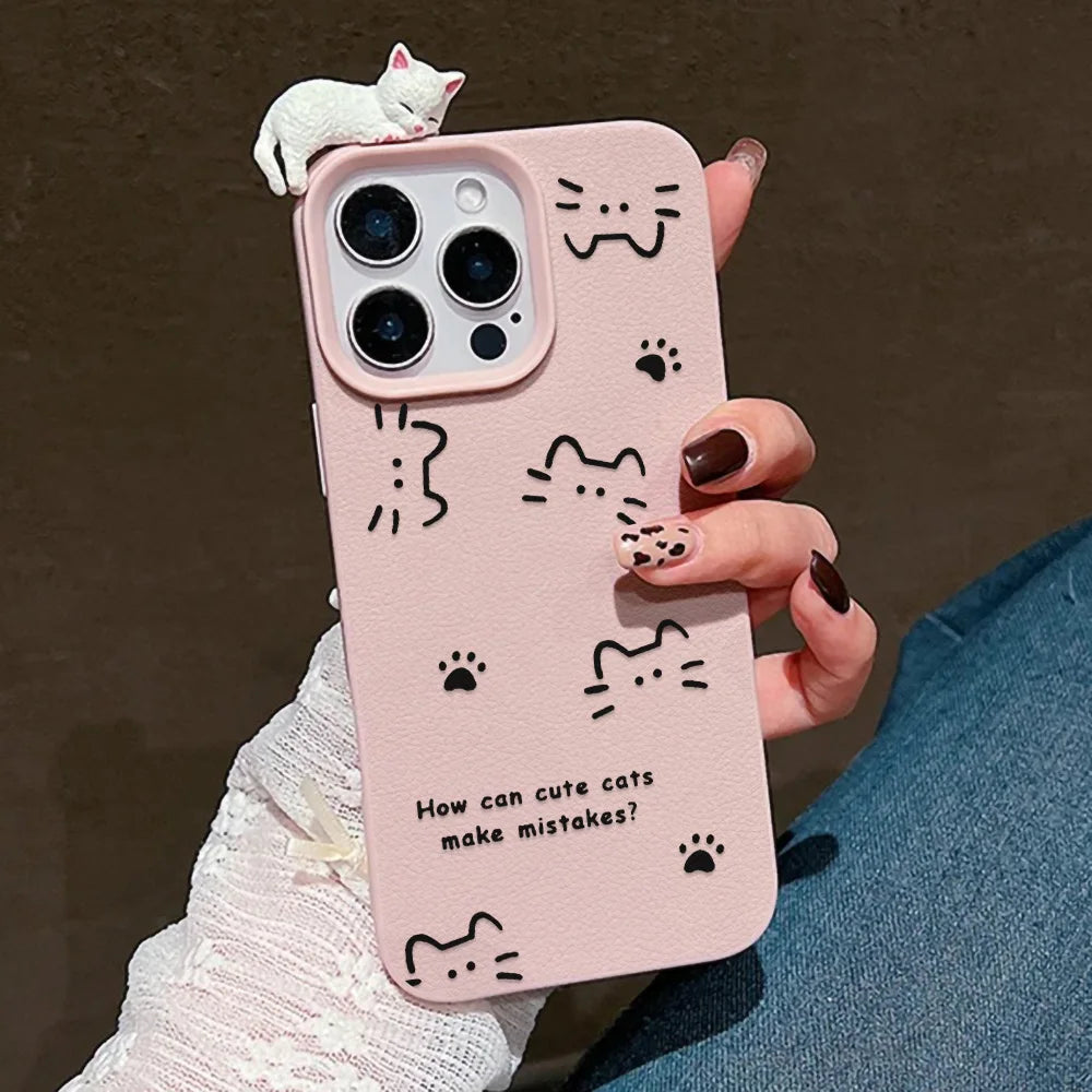 Cartoon Animals Litchi Pattern Phone Case For iPhone