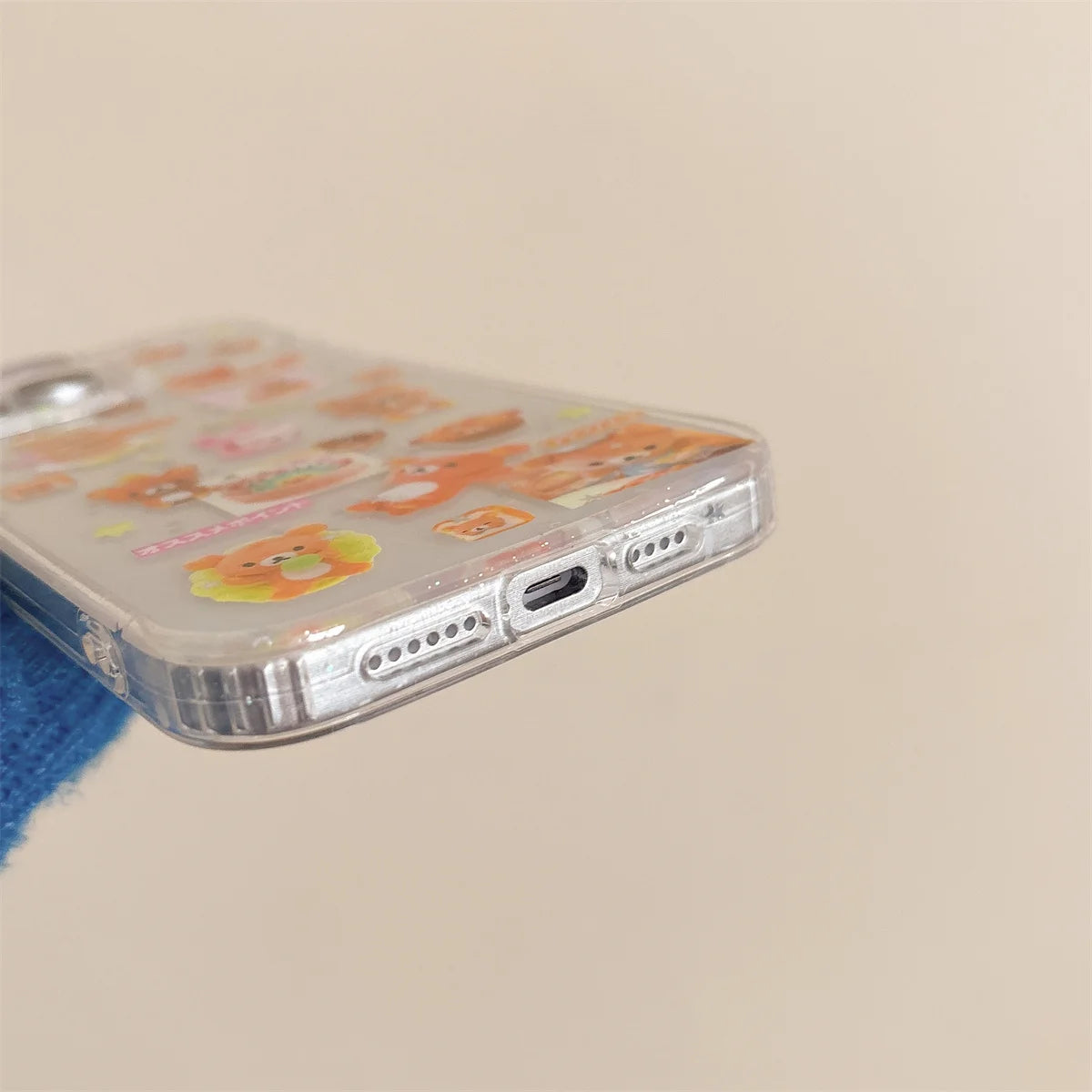 New Cute Cartoon Light Hearted Bear Bell Pendant Phone Case