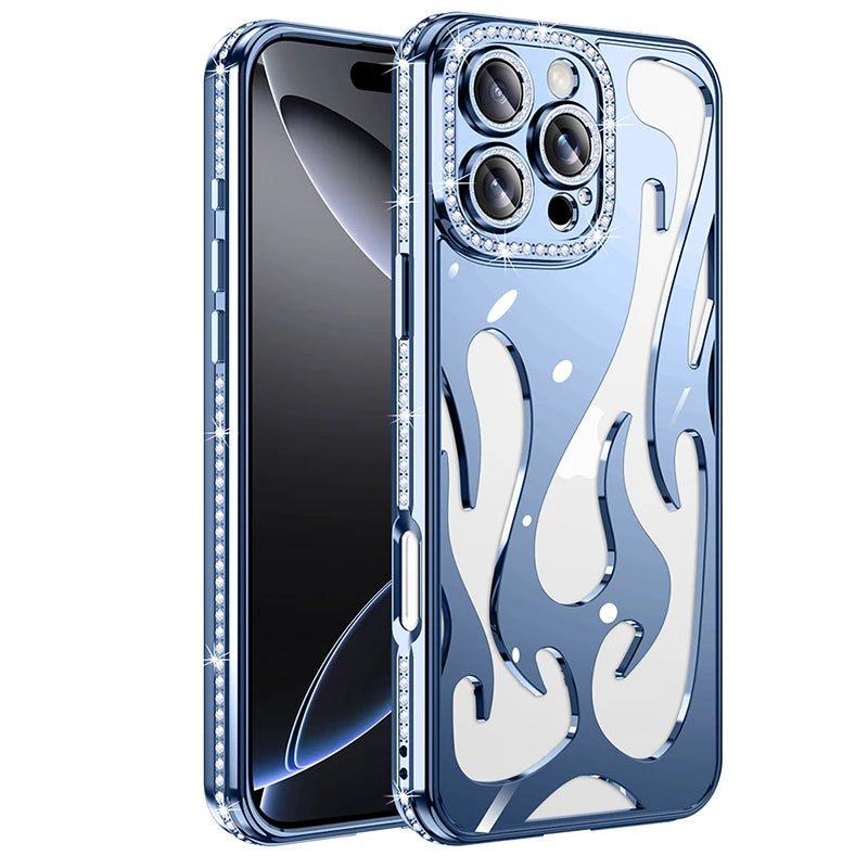 Luxury Rhinestone Bumper Hollow Flame Phone Case
