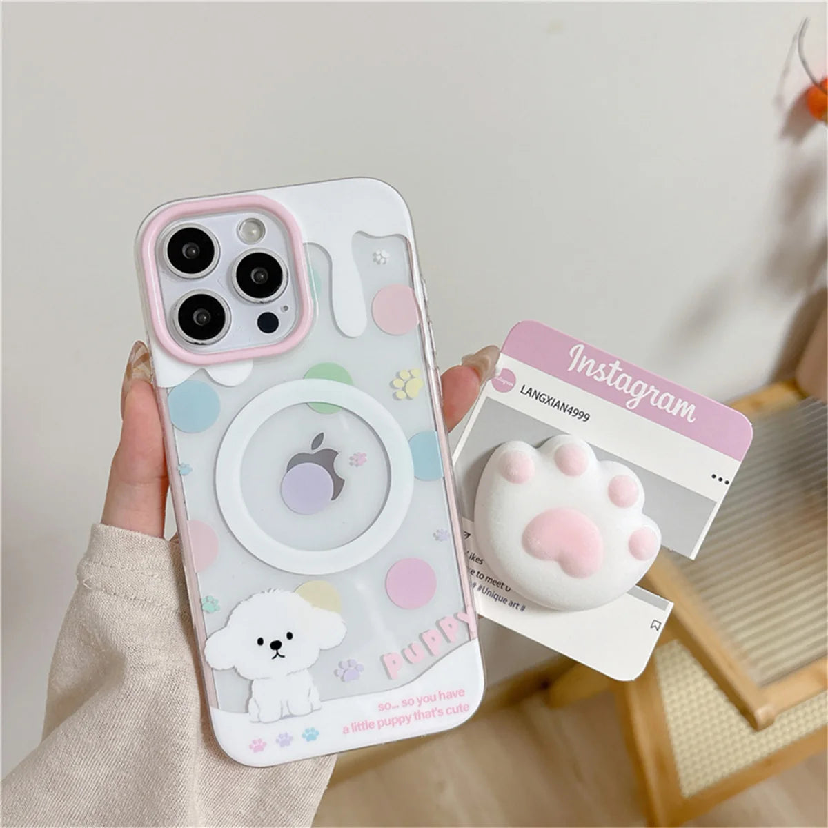 Kawaii Cartoon Puppy Hellokitty Magnetic Phone Case For iPhone