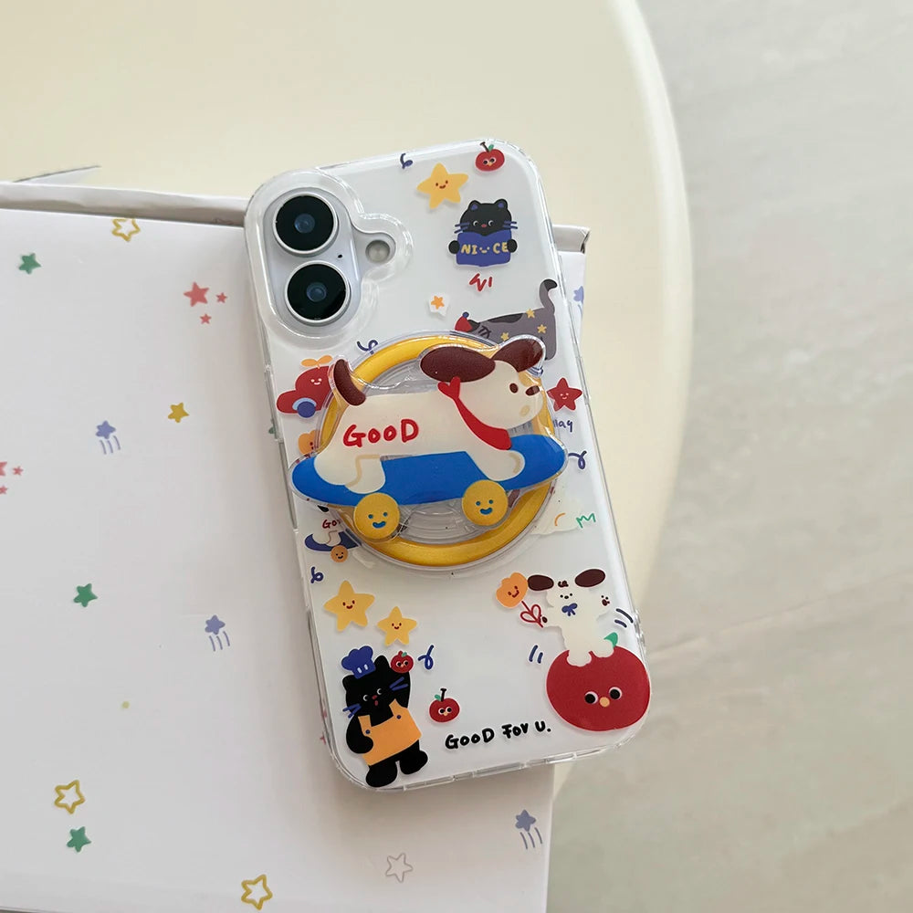 Funny Dog Cute Puppy Cartoon Magnetic Grip Phone Case