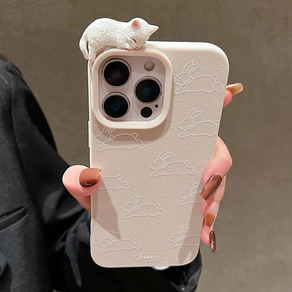Cartoon Animals Litchi Pattern Phone Case For iPhone
