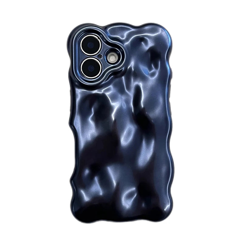 Luxury Matte Blue Bubble Wave Shape Phone Case
