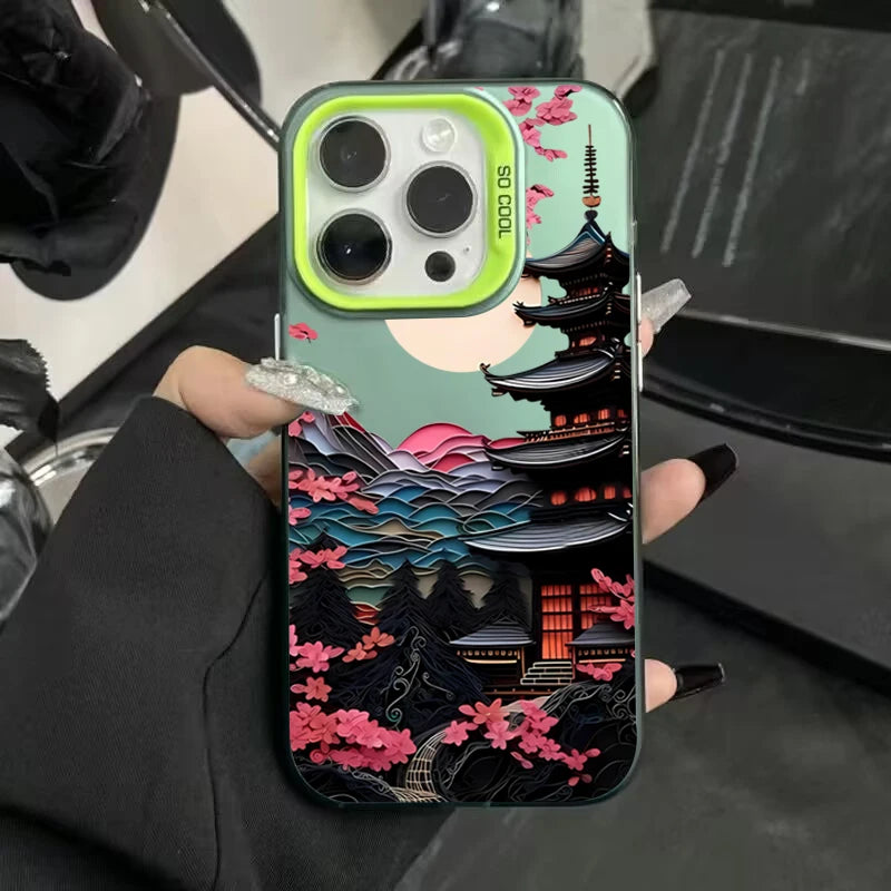 Japanese Scenery House Painted Phone Case For iPhone