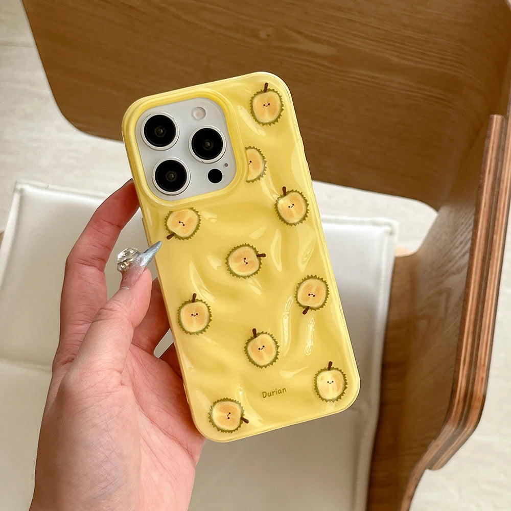 Simple Fruit Durian Avocado Guava Cute Folds Texture Phone Case