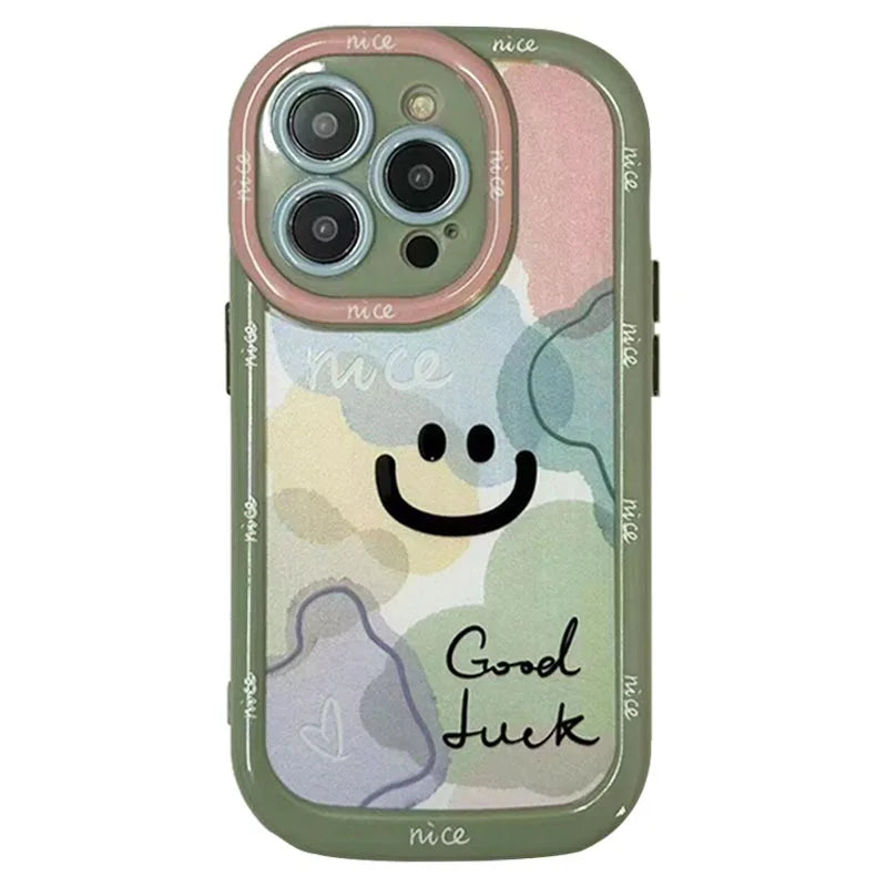Simple Smile Letters Good Luck Hard Back Cover Case For iPhone