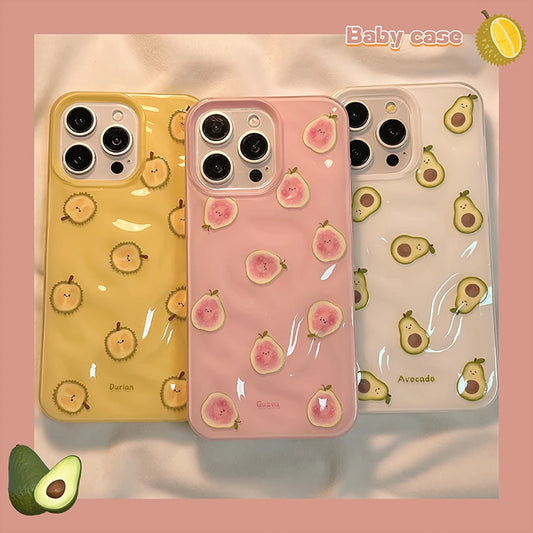 Simple Fruit Durian Avocado Guava Cute Folds Texture Phone Case