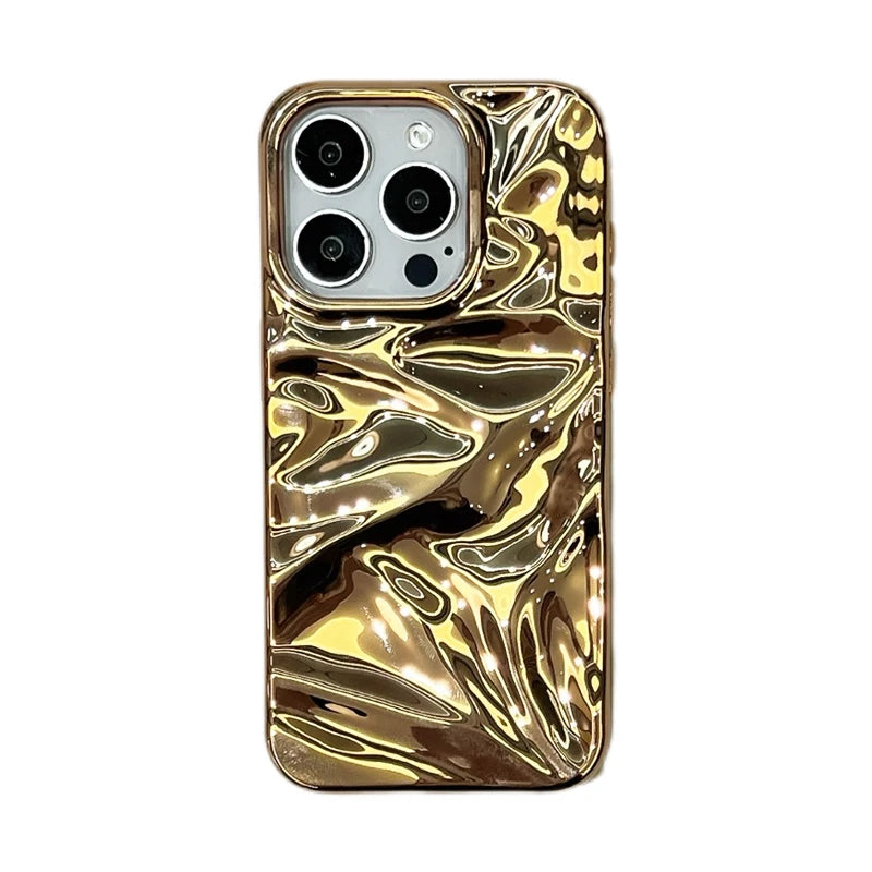 Fashion Plating Gold Wrinkle Meteorite Texture Phone Case