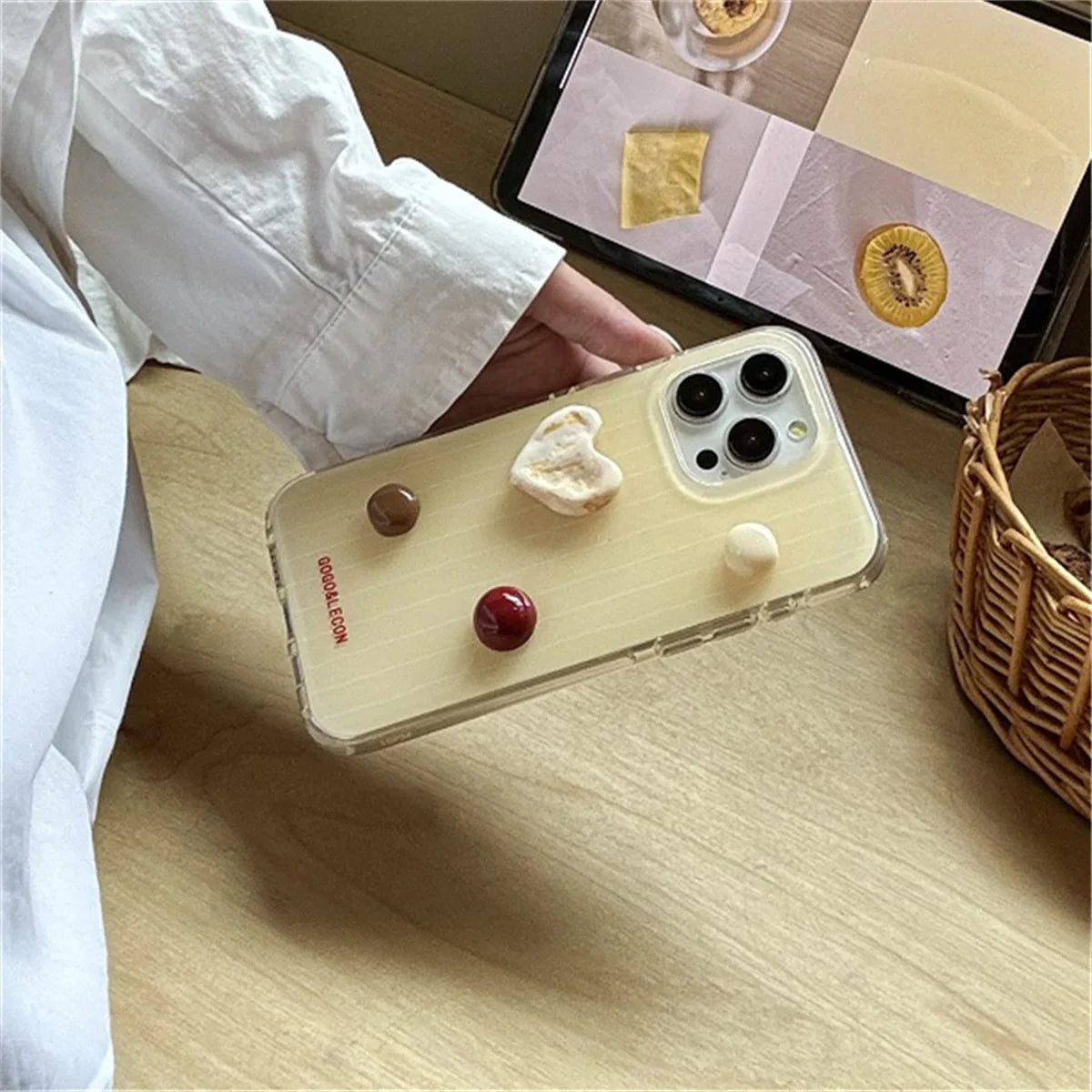Simple Cute 3D Love Heart Striped Phone Case For iPhone