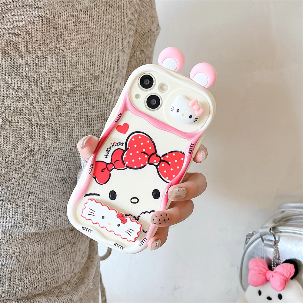 Cute Cartoon Hello Kitty Push-Pull Camera Phone Case for iPhone