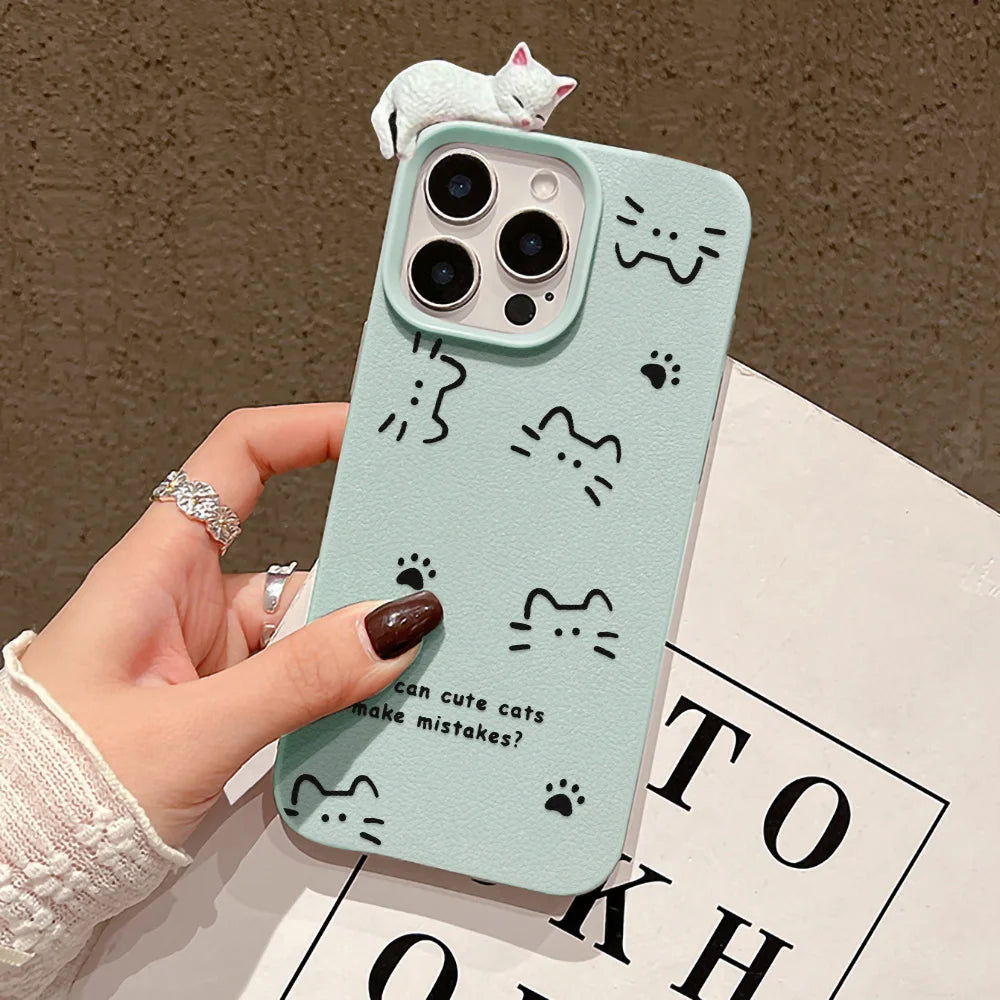 Cartoon Animals Litchi Pattern Phone Case For iPhone