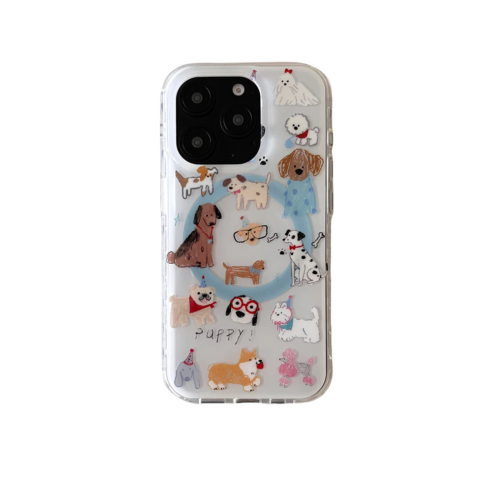 Cute Puppy Cartoon Dog Magnetic Phone Case