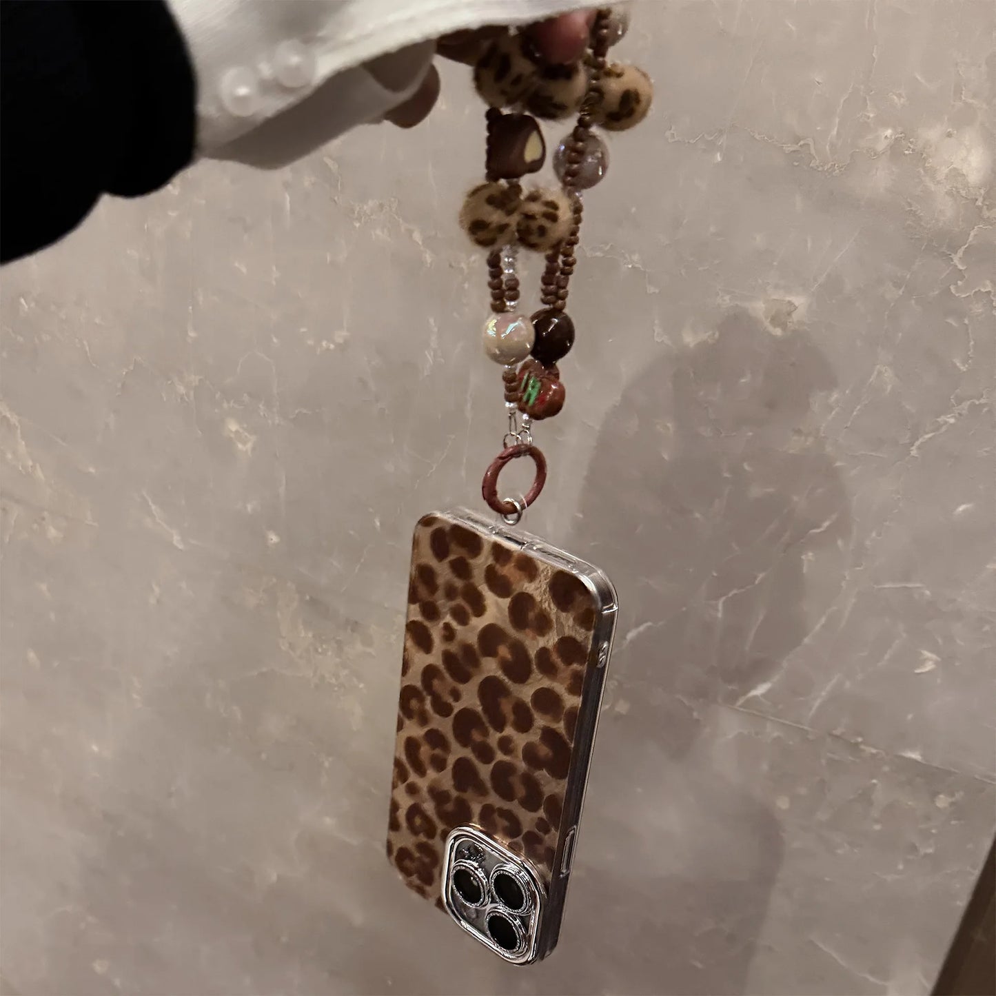 Y2K Leopard With Lanyard Phone Case For iPhone