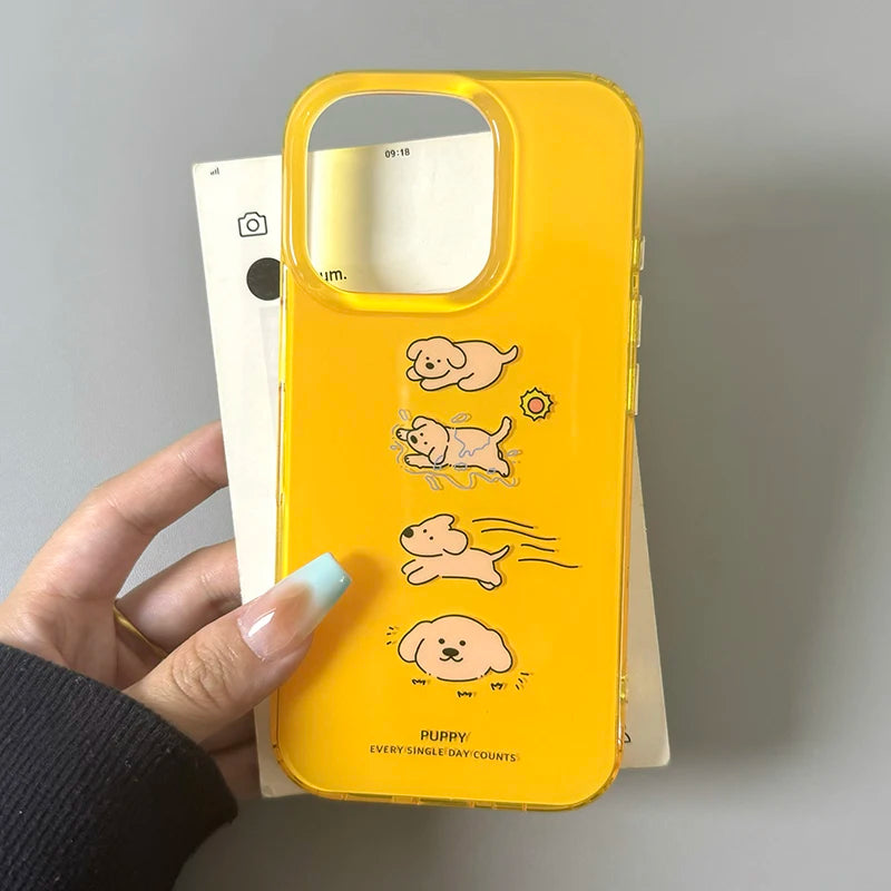 Lovely Cute Four Dogs Yellow Phone Case