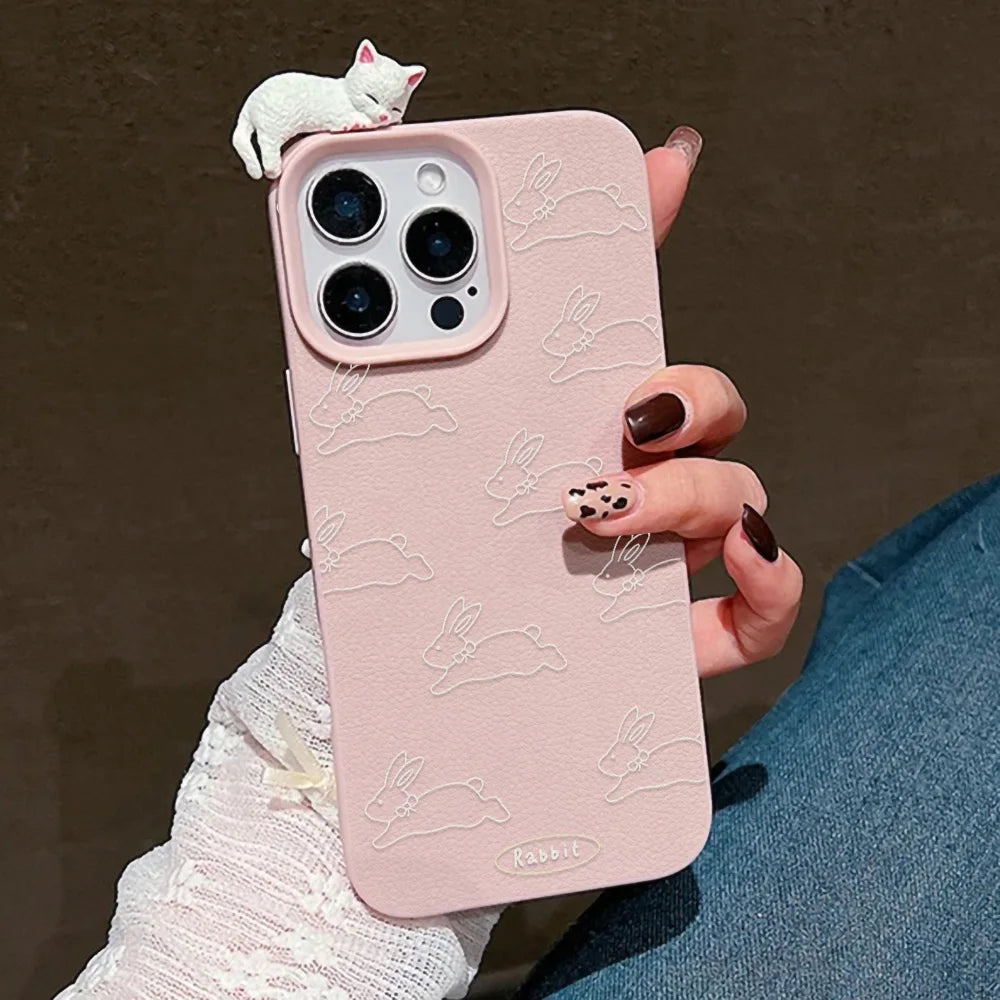 Cartoon Animals Litchi Pattern Phone Case For iPhone
