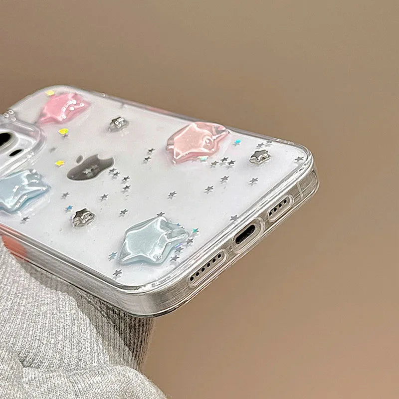 Lovely Colorful 3D Star Bling Glitter Phone Case For iPhone