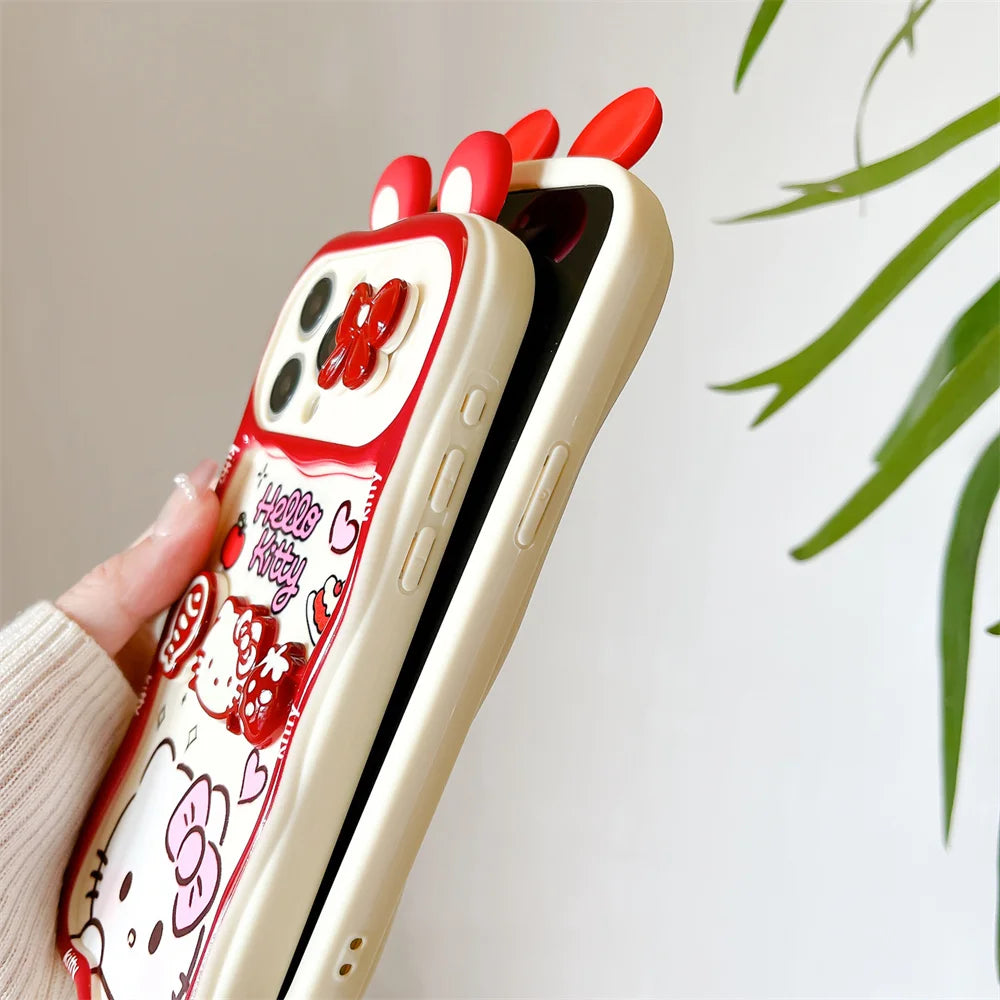 Cute Cartoon Hello Kitty Push Pull Camera Phone Case