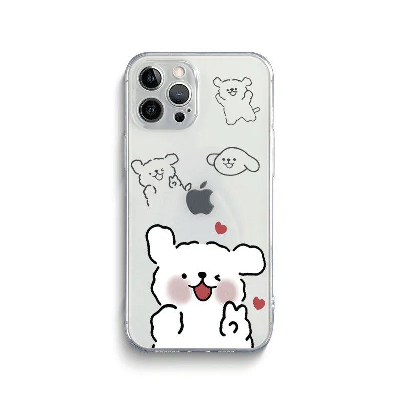 Cute Anime Dog Lovers Couple Phone Case For iPhone