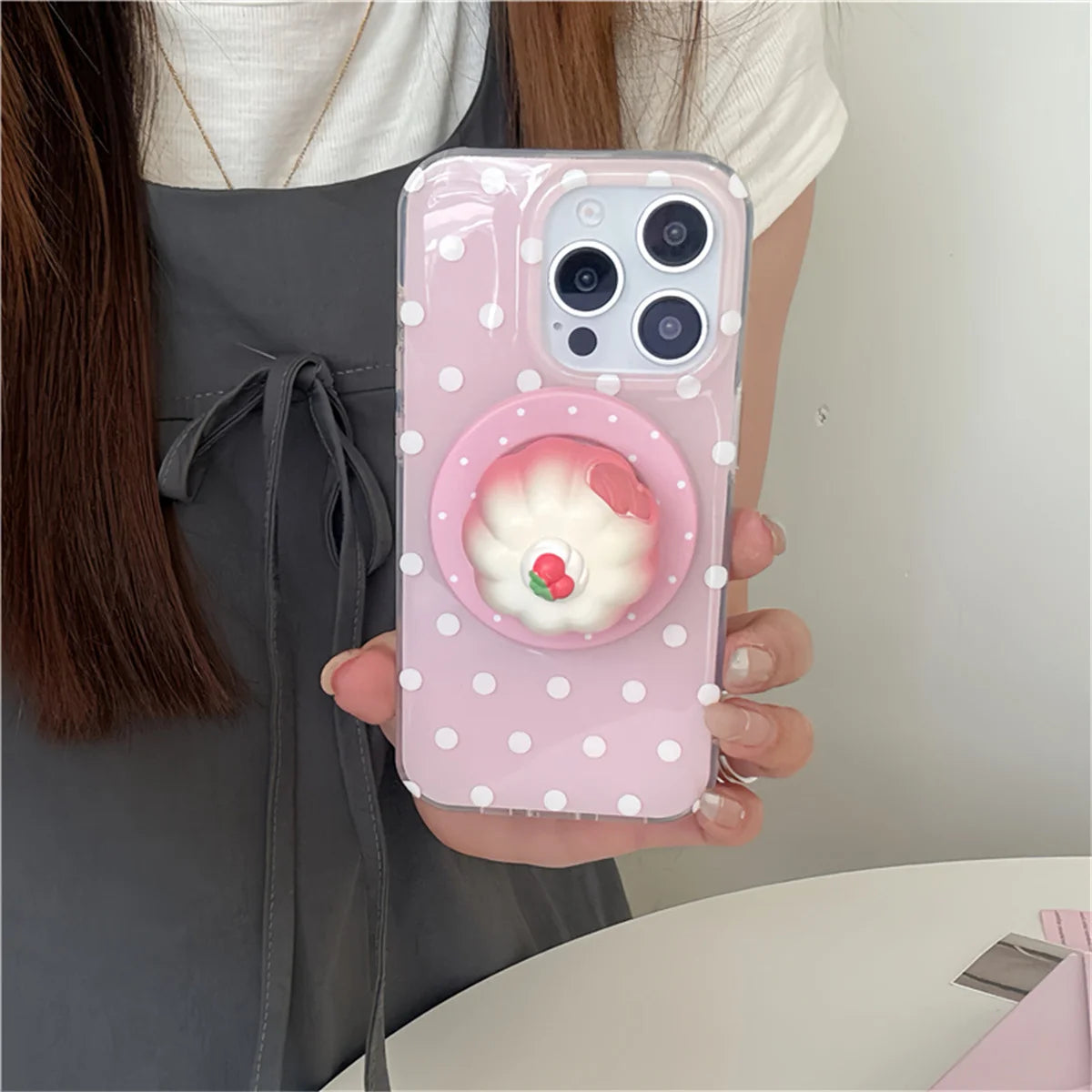 Cute Pink Polka Dot Magnetic Phone Case