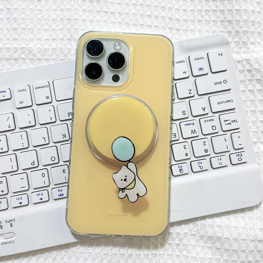 Cute Puppy Cartoon Dog Magnetic Grip Tok Phone Stand Holder Phone Case