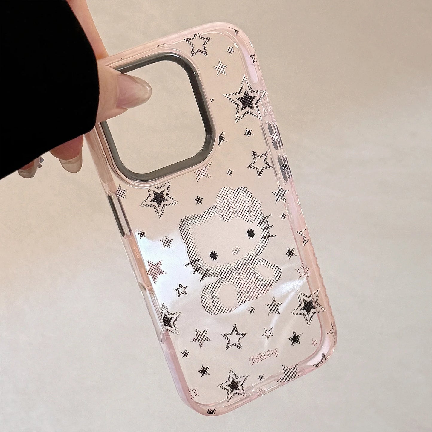 Korean Cartoon Pixel Hello Kitty Stars Soft Phone Case For iPhone