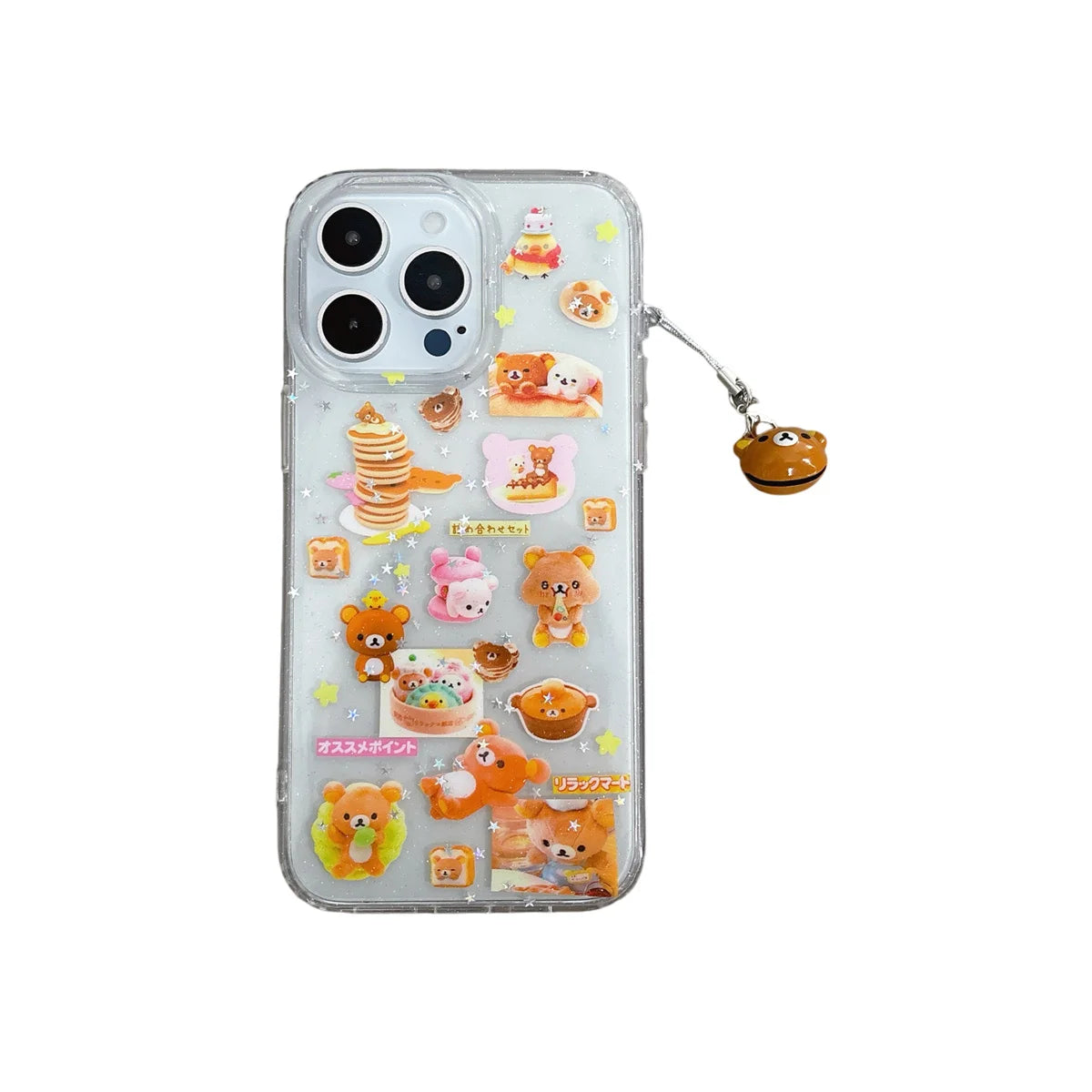 New Cute Cartoon Light Hearted Bear Bell Pendant Phone Case
