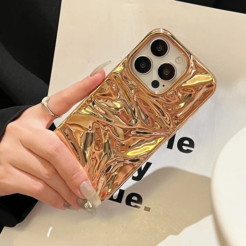 Fashion Plating Gold Wrinkle Meteorite Texture Phone Case
