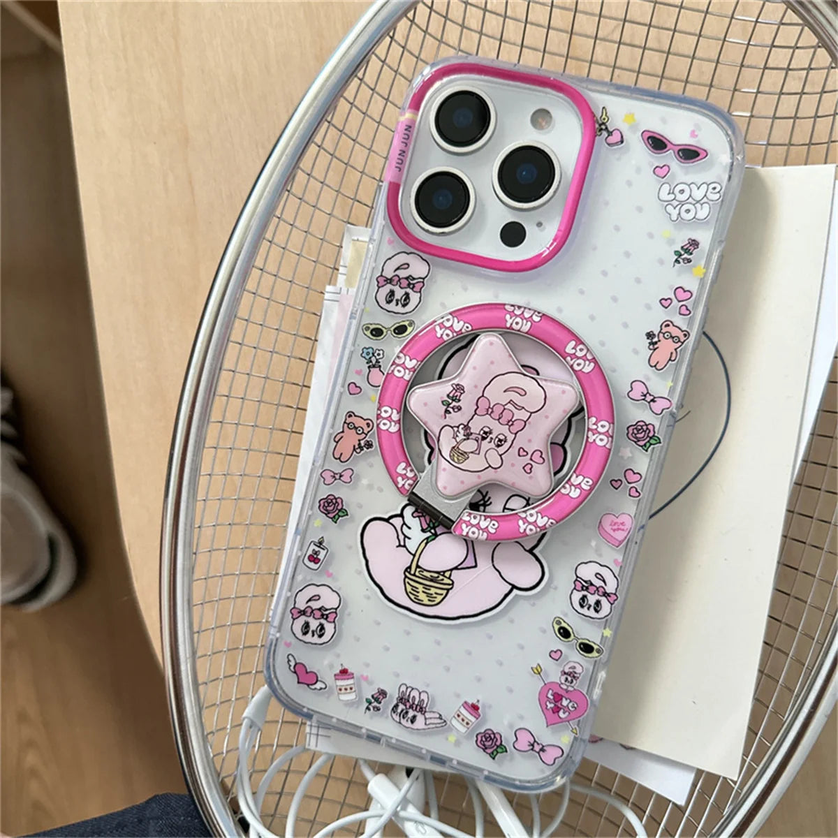 Cute Rabbit Magnetic Stand Holder Phone Case