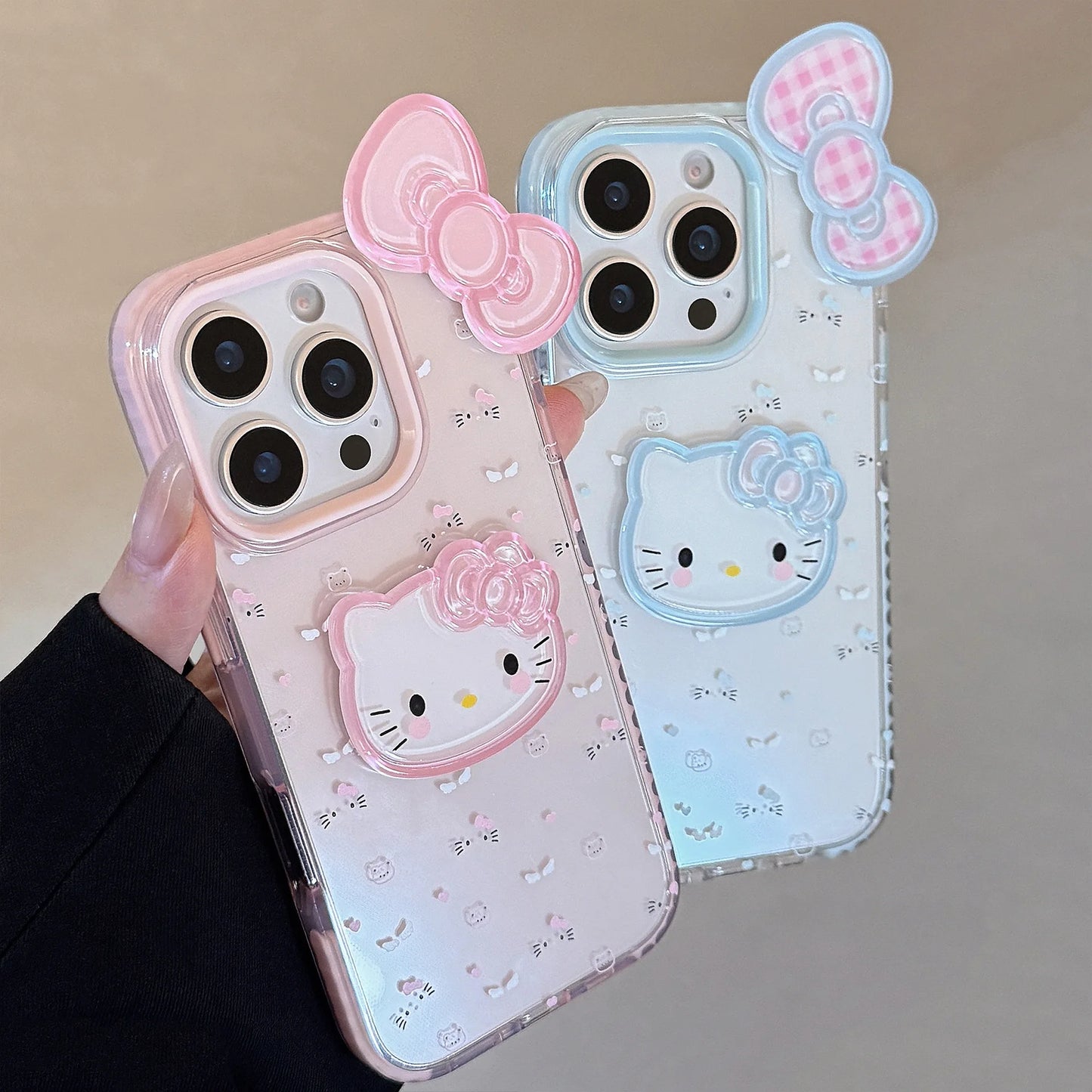 Korean 3D Bowknot Cartoon Hello Kitty Soft Phone Case For iPhone