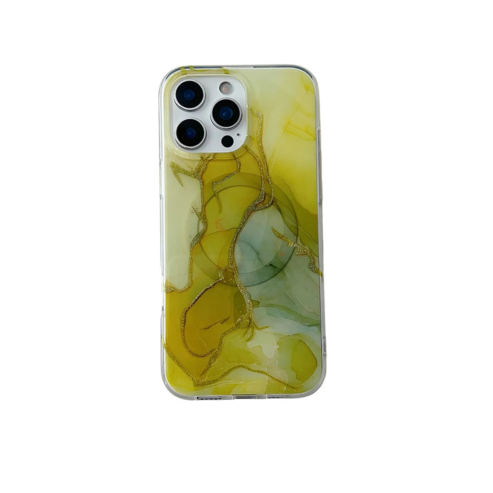 Luxury Marble Pattern Wireless Charging Magnetic Shockproof Protective Phone Case