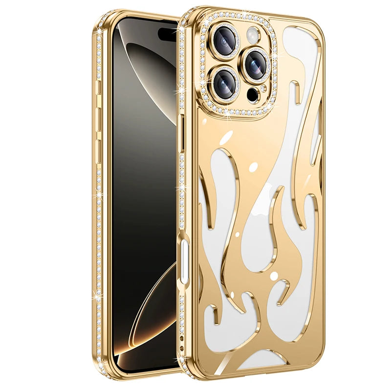 Luxury Rhinestone Bumper Hollow Flame Phone Case
