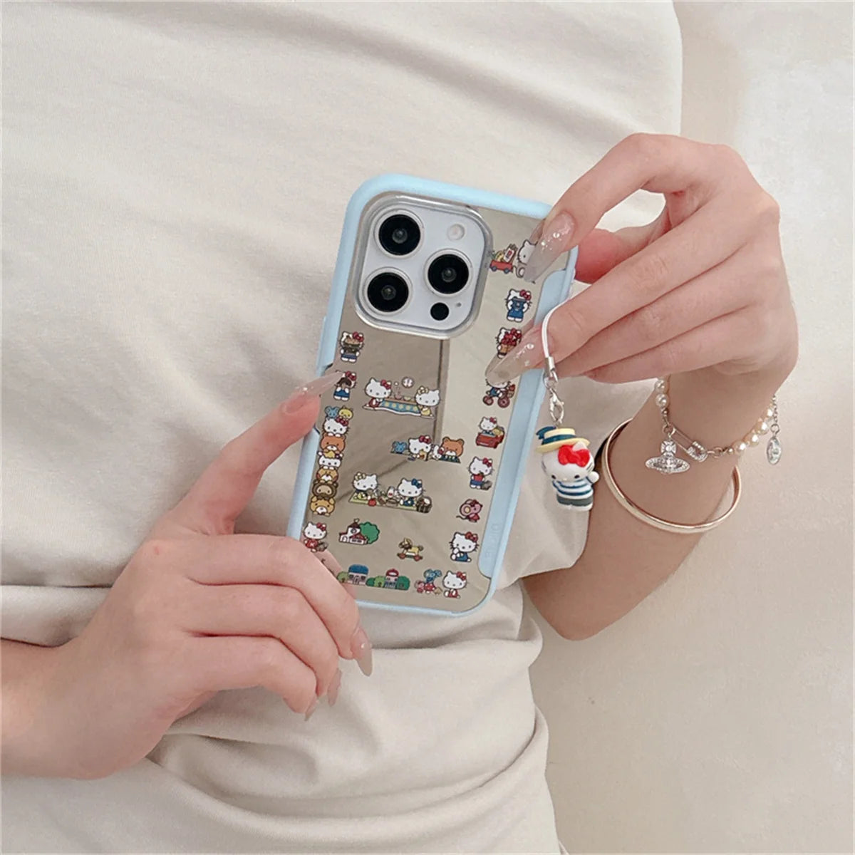 Cartoon Full Screen Kuromi Hello Kitty Laptop Flip Phone Case