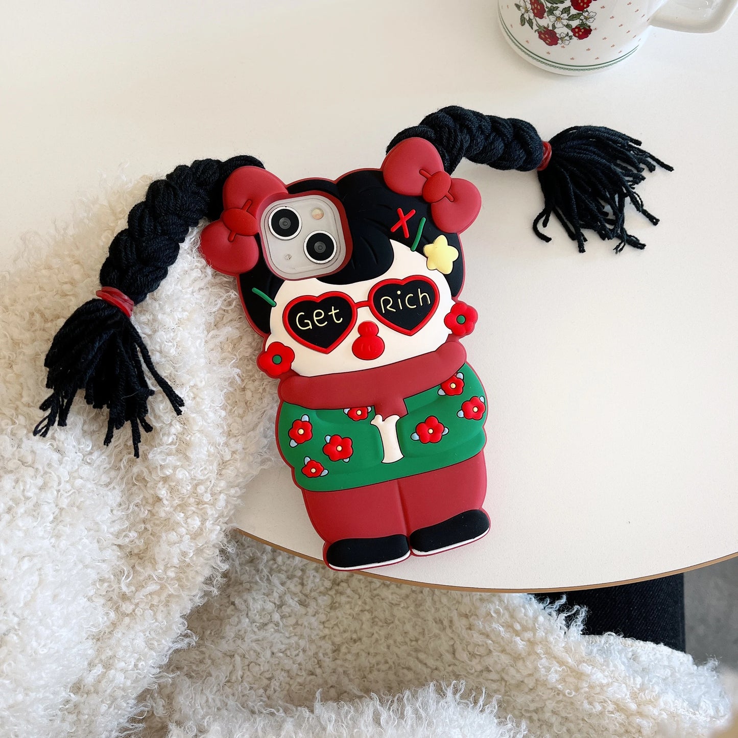 Cartoon Cute Girl With Long Protective Phone Case